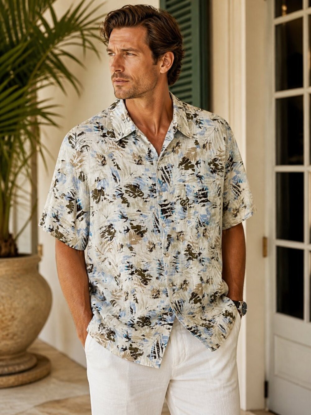 Tasso Elba Island Silk Linen Shirt Men’s Tropical ButtonDown ResortBeach Luxury
